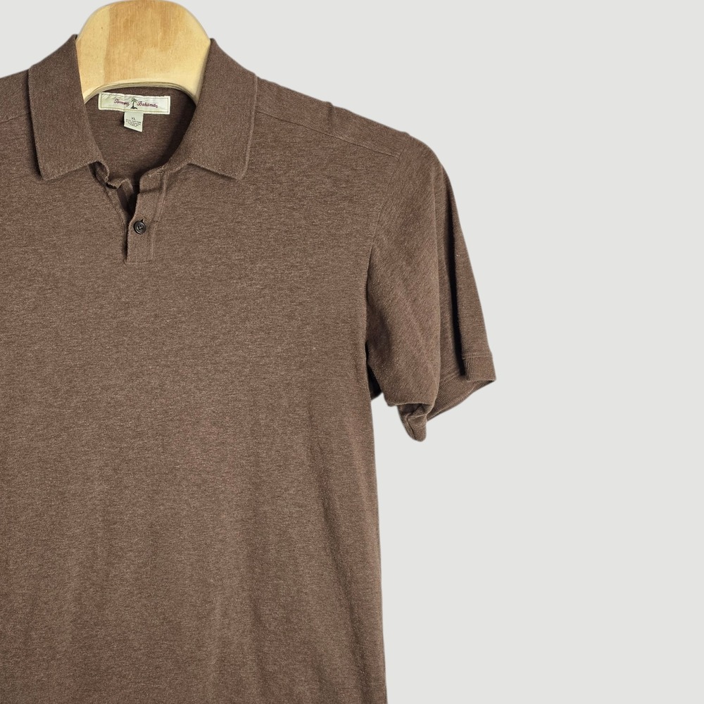 Tommy Bahama Men's Brown Short Sleeve Polo Shirt Size XL Cotton Spandex